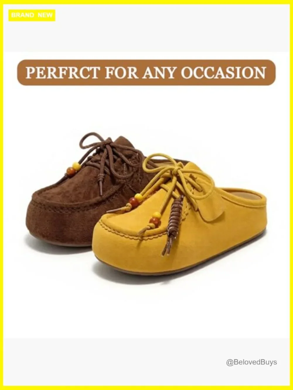 Women's Suede Platform Mules with Lace Up Beaded Fashion Casual - Picture 5 of 6